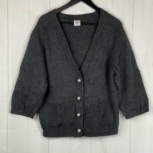 CAbi Gray V Neck Cardigan Size M